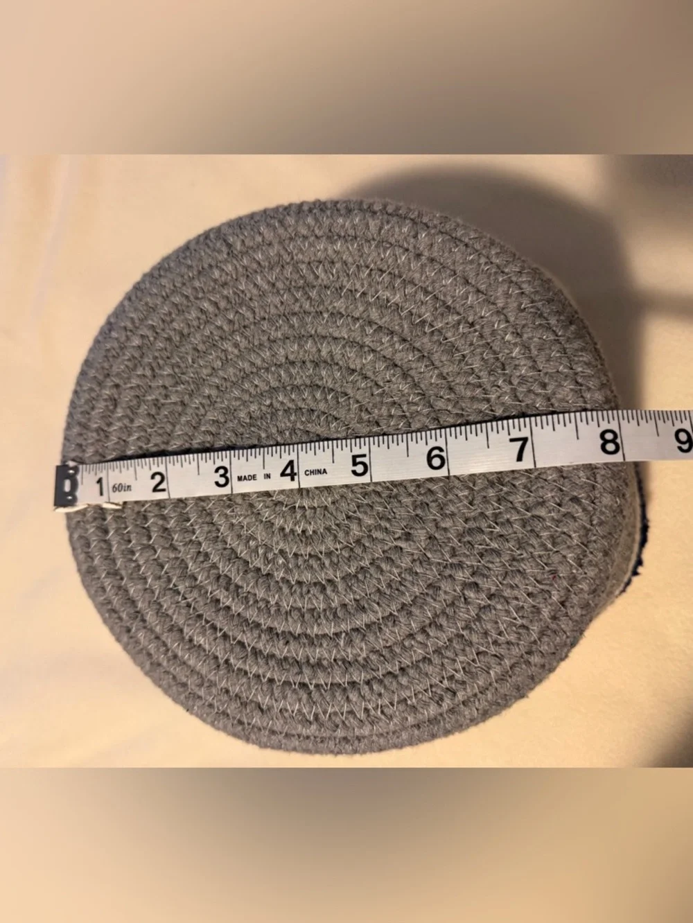 Coiled Cotton Rope Storage Basket Cream Gray Colorblock with Navy